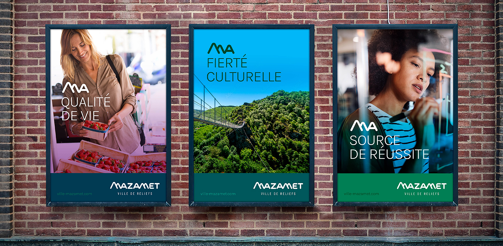 Création d'un concept de communication appliqué à des affiches pour la Ville de Mazamet