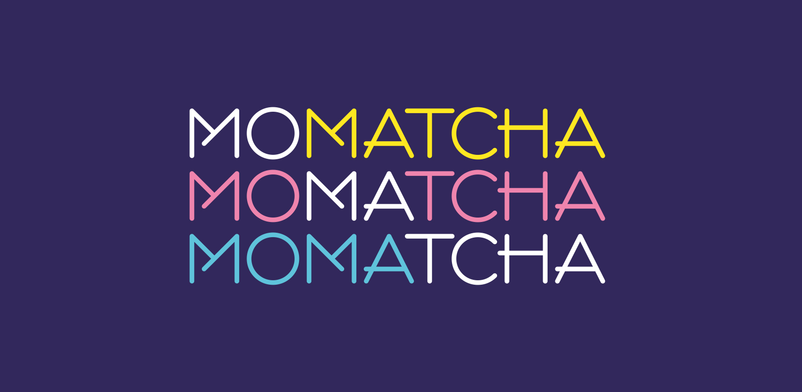 Déclinaisons des logos de Momatcha, dans les trois couleurs de la charte graphique