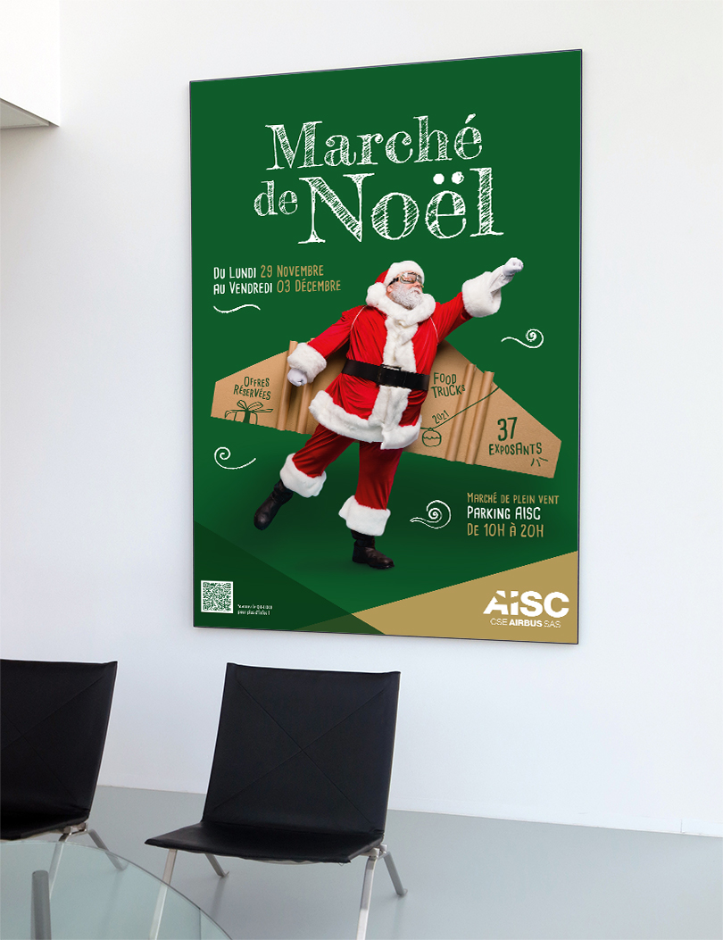 Affiche réalisée dans le cadre de l'organisation du Marché de Noël du comité d'entreprise d'Airbus.