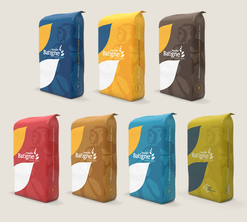 Packaging d'une gamme de sacs farine pour le Moulin Batigne