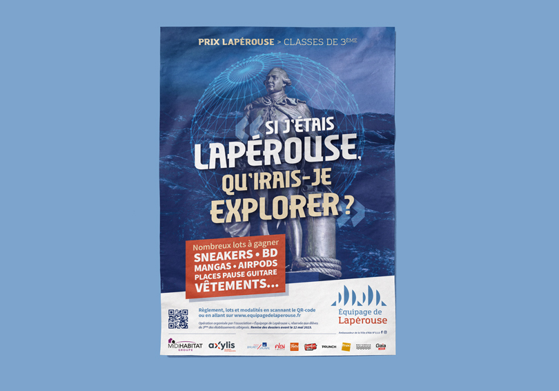 Poster de promotion du concours collégiens "Prix Lapérouse"