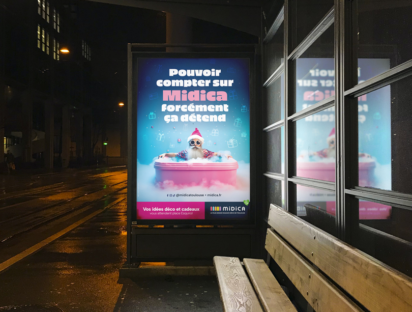 Affichage abribus Midica pour Noël 2024